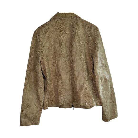 Colebrook & Co. Outerwear Tan Leather Snake Skin Print Jacket, XL, Pre-owned - Picture 2 of 6